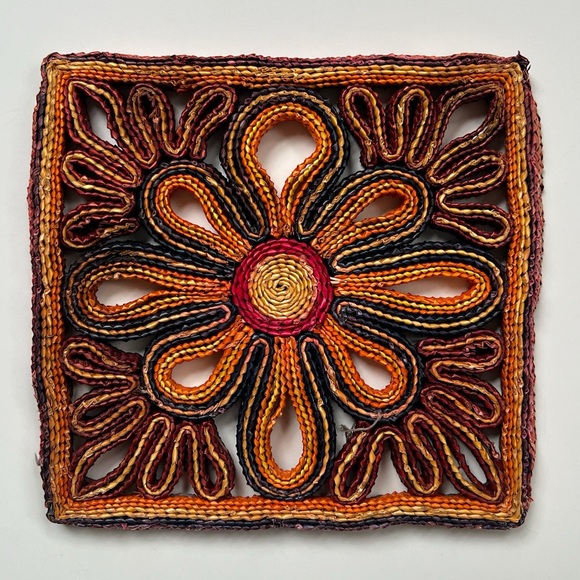 Vintage Woven Trivets Trio Hot Pads Boho Wicker Rattan Raffia - Picture 6 of 6